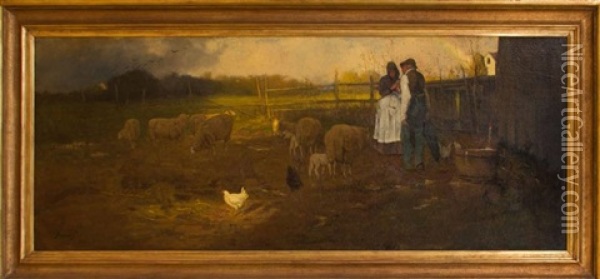 Farmyard With Man And Woman Oil Painting - George Inness Jr.