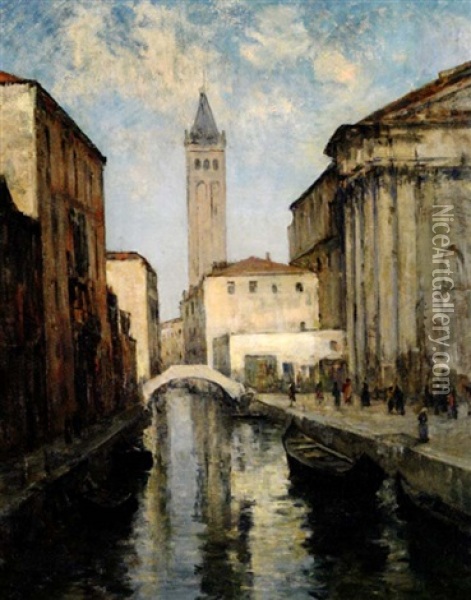 Vue Du Canal Oil Painting - Pierre Georges Dieterle