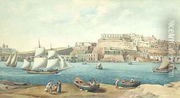 The Grand Harbour, Valetta Oil Painting - Joseph Schranz