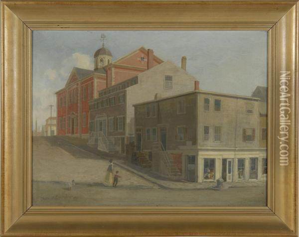 Oldest House In New Bedford Oil Painting - Clarence E. Braley