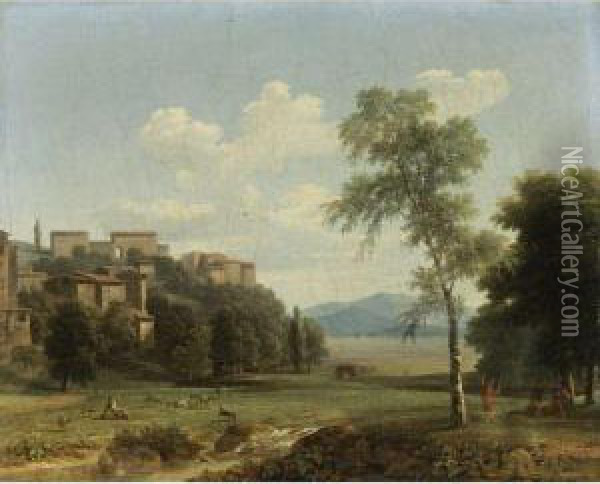 Italianate Landscape Oil Painting - Jean-Victor Bertin