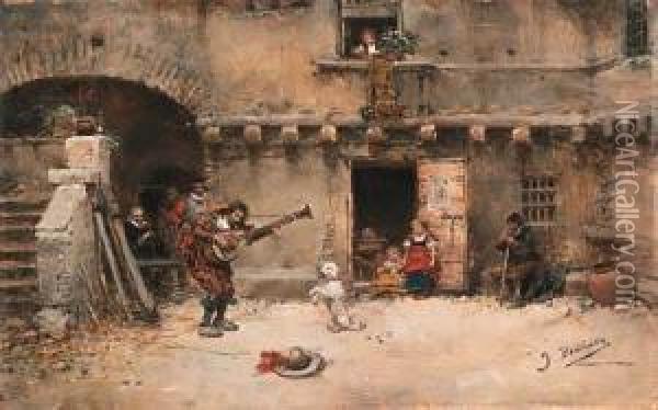 The Strolling Player Oil Painting - Jose Benlliure Y Gil