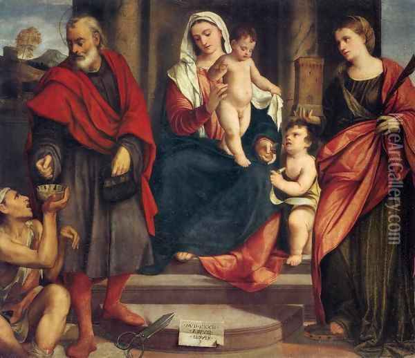 Madonna of the Tailors Oil Painting - Bonifacio Veronese (Pitati)