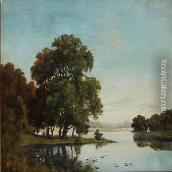 Summer Day At A Lake Oil Painting - Axel Thorsen Schovelin