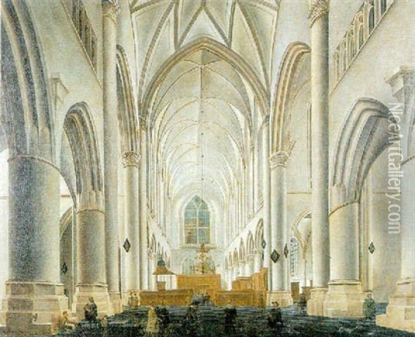 The Interior Of The St. Bavo Church, Haarlem Oil Painting - Isaac van Nickele