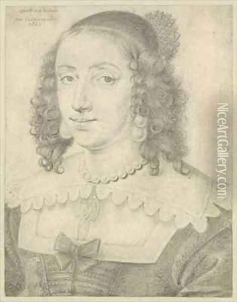 Portrait of Queen Henrietta Maria Oil Painting - Daniel Dumonstier