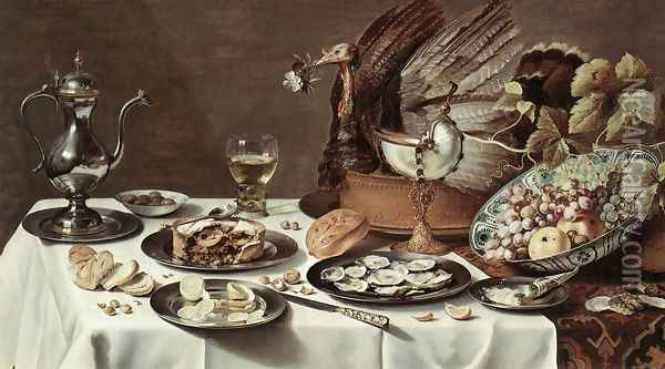 Still-life with Turkey-Pie Oil Painting - Pieter Claesz.