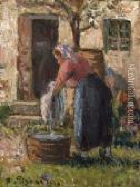 La Laveuse Oil Painting - Camille Pissarro