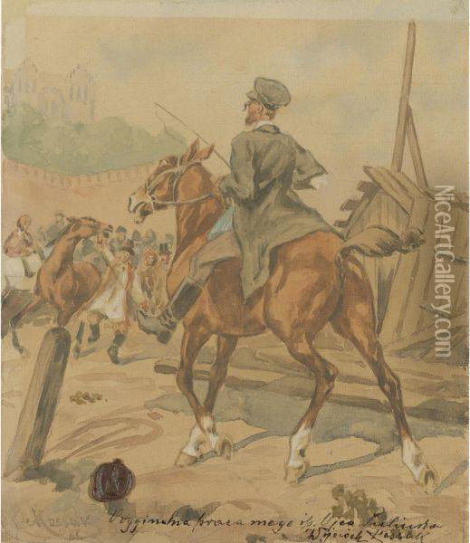 Rider On Horseback Oil Painting - Juliusz Kossak