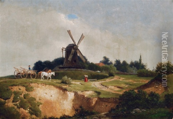 The Rolands Mill In Ottensen/hamburg Oil Painting - Berend Goos