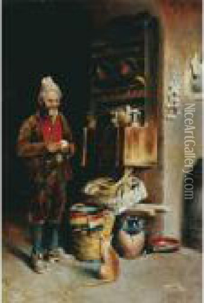 Interno Rustico Oil Painting - Vincenzo Volpe