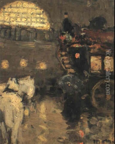 Cab Stand, Paris Oil Painting - James Wilson Morrice