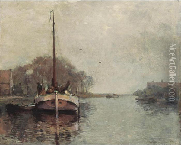 Mooring The Boat Oil Painting - Cornelis Vreedenburgh