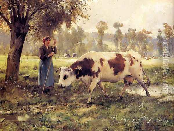 Cows At Pasture Oil Painting - Julien Dupre