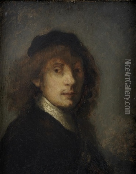 Portrait Of A Man, Bust-length, In A Black Coat And Hat Oil Painting -  Rembrandt van Rijn
