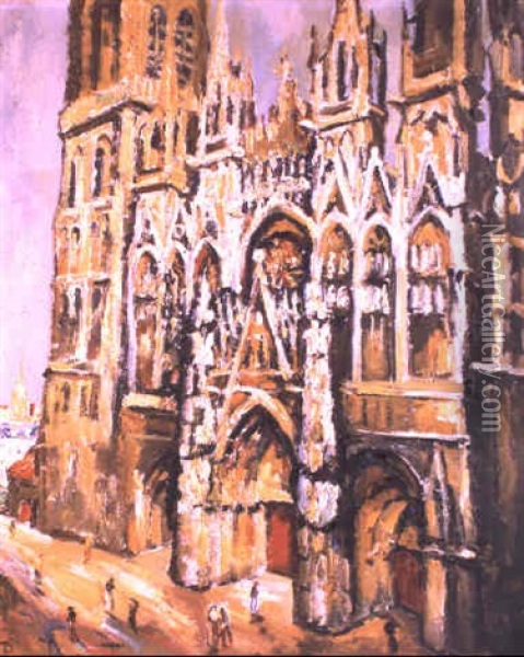 La Cathedrale Notre Dame, A  Rouen Oil Painting - Pierre Dumont