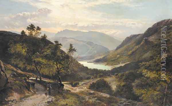 The Path Down to the Lake, North Wales Oil Painting - Sidney Richard Percy
