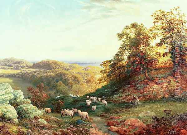 Watching the Flock Oil Painting - George Vicat Cole