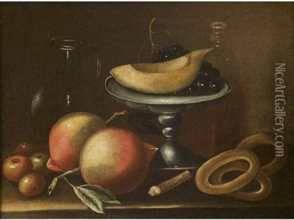 Nature Morte Aux Fruits Et Patisseries Oil Painting - Juan Van Der Hamen Y Leon
