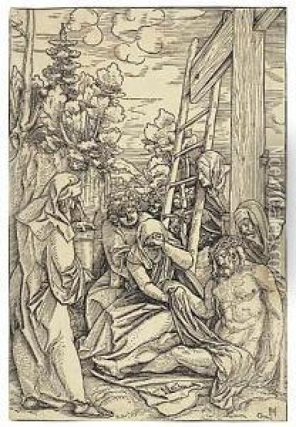 Two Woodcuts.
The Descent From The Cross Oil Painting - Hans Leo. Schauffelin