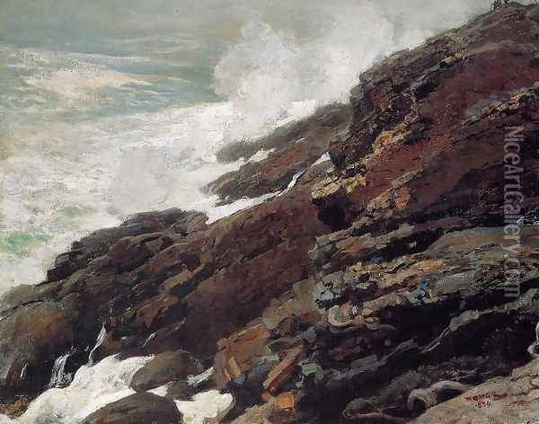 High Cliff, Coast of Maine Oil Painting - Winslow Homer