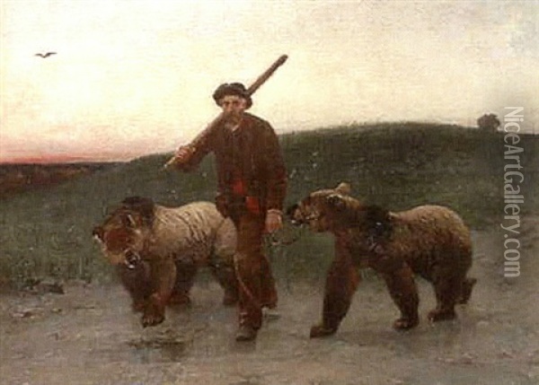 Le Montreur D'ours Oil Painting - Pierre Auguste Brunet-Houard