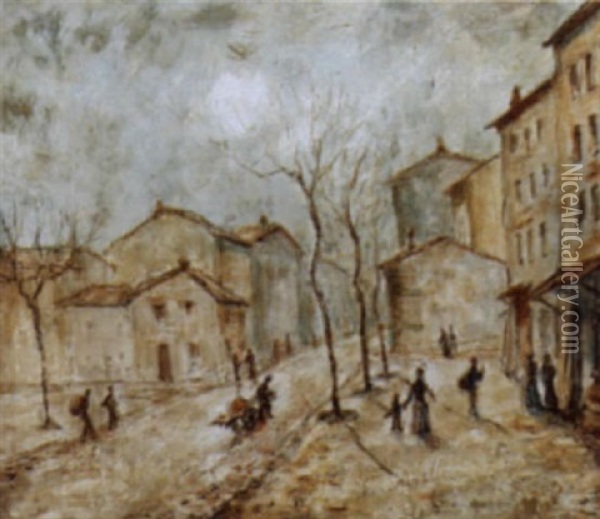 Strassenansicht In Lyon Oil Painting - Louis-Hilaire Carrand
