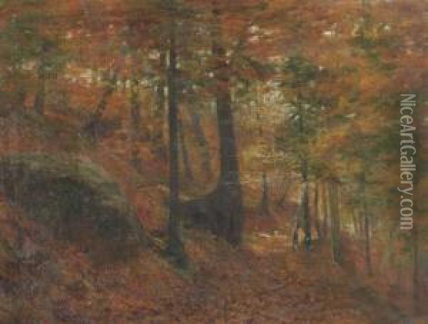 A Wooded Landscape Oil Painting - William Merritt Post