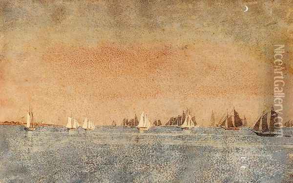 Gloucester Harbor, Fishing Fleet Oil Painting - Winslow Homer