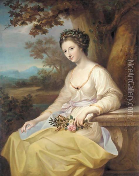 Portrait Of The Hon. Anne Seymour Damer As Ceres Oil Painting - Angelica Kauffmann