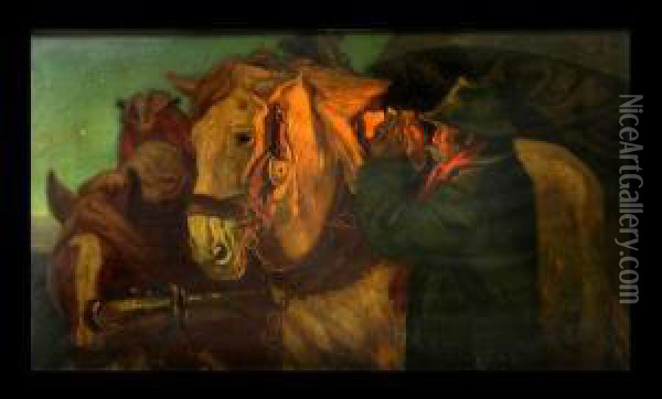 Tending The Horses Oil Painting - Osmar Schindler