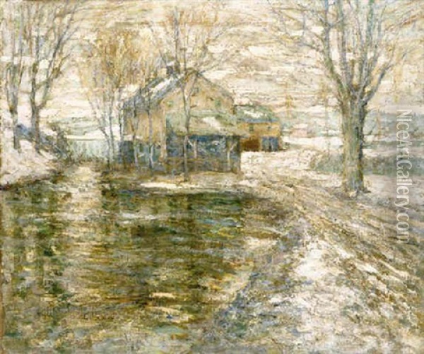 Stream By The Farm Oil Painting - Ernest Lawson