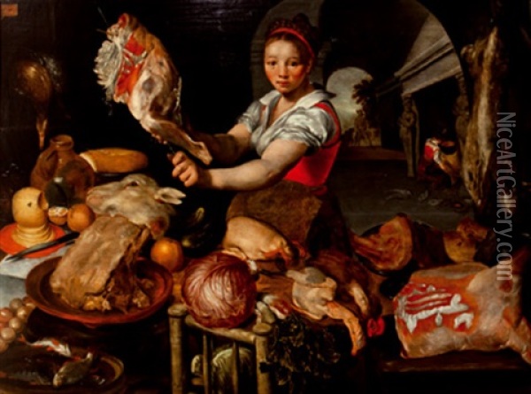 La Cocina De Palacio Oil Painting - Joachim Beuckelaer