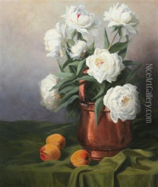 Roses Blanches Oil Painting - Henry Gerard