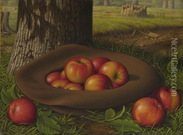Still Life With Apples In A Hat Oil Painting - Levi Wells Prentice