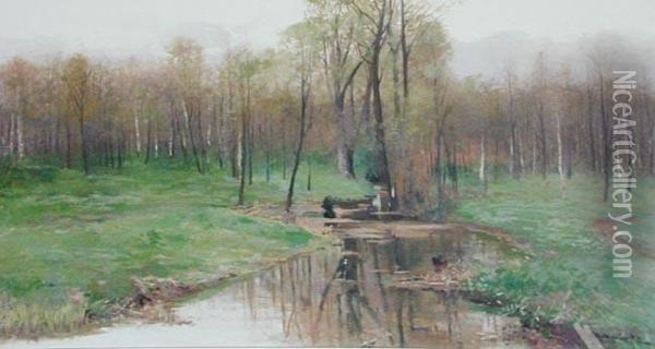 Lesna Rzeka Oil Painting - Michael Gorstkin Wywiorski