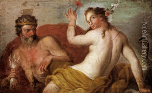 Giove E Giunone Oil Painting - Pietro (Libertino) Liberi