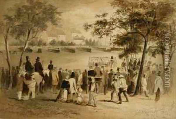 Government Domain Sydney Oil Painting - Samuel Thomas Gill