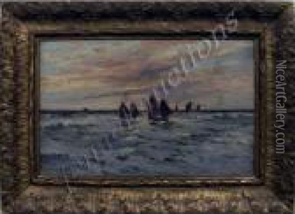Fishing Boats Off Angle Sea Oil Painting - Joseph Hughes Clayton