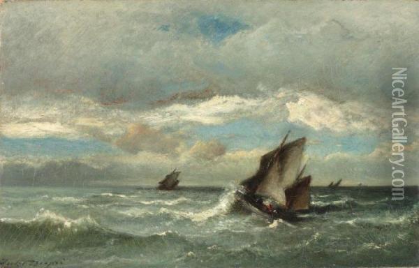 Marine, A L'approche De L'orage Oil Painting - Jules Dupre