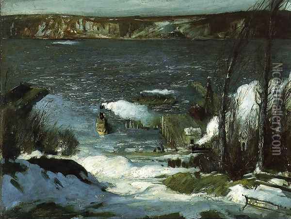 North River Oil Painting - George Wesley Bellows
