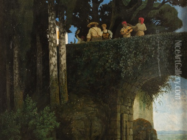 Serenade On The Bridge Oil Painting - Carl Ludwig Noah Bantzer