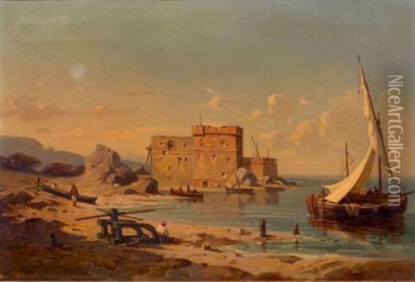 Vue De Saint Honorat, Alpes - Maritimes Oil Painting - Antoine Claude Ponthus-Cinier