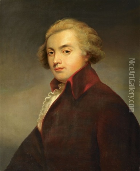Bildnis Eines Jungen Mannes (wolfgang Amadeus Mozart?) Oil Painting - Friedrich Heinrich Fueger