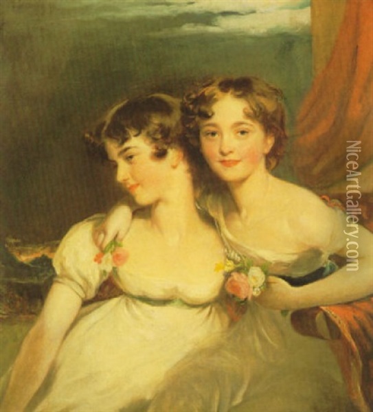 Portrait Of Fanny Hamond (1805-19) And Jane Hamond (born    1806) Later Marchesa Bocella: A Double Portrait Oil Painting - Thomas Lawrence