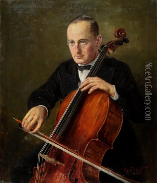 Portrat Eines Cellospielers Oil Painting - Otto Pilny