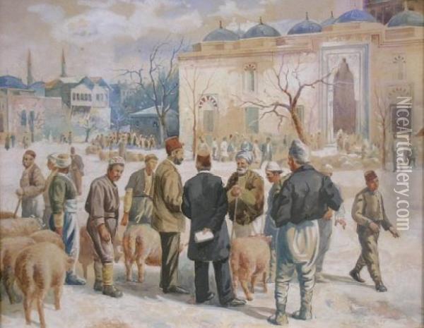 Turkish Market Scene Oil Painting - Louis Comfort Tiffany