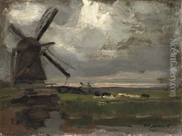 Molen Aan't Gein Oil Painting - Piet Mondrian