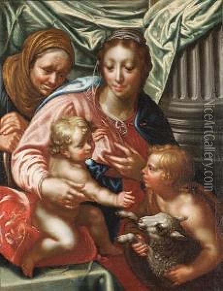 The Madonna And Child With The Infant Saint John The Baptist And Saint Elizabeth Oil Painting - Paulus Moreelse