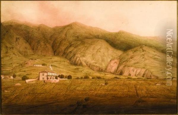 House In The Mountains Oil Painting - Anthony Vandyke Copley Fielding